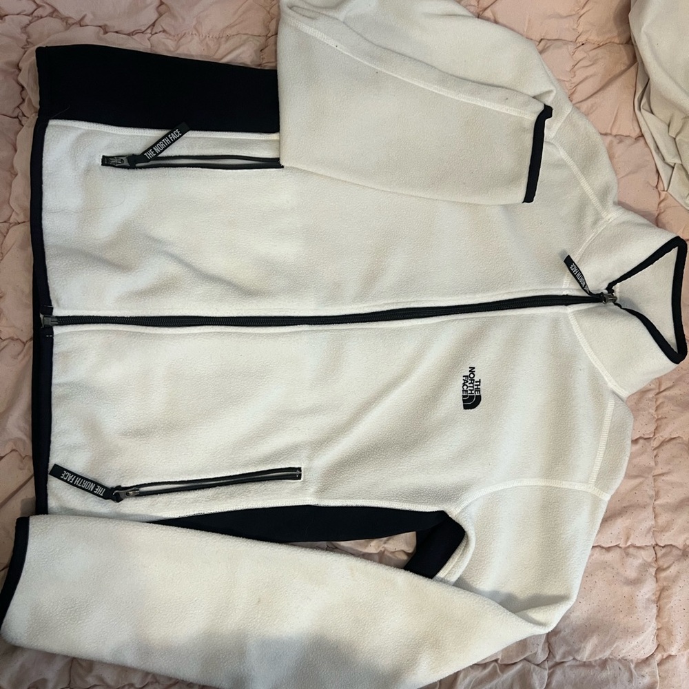 The North Face White and Black Fleece Jacket